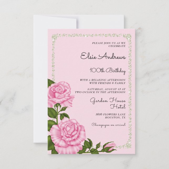 Invitación 100.º cumpleaños de Rosas centenarios (Anverso)