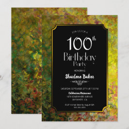 Invitación 100.º cumpleaños negro y oro