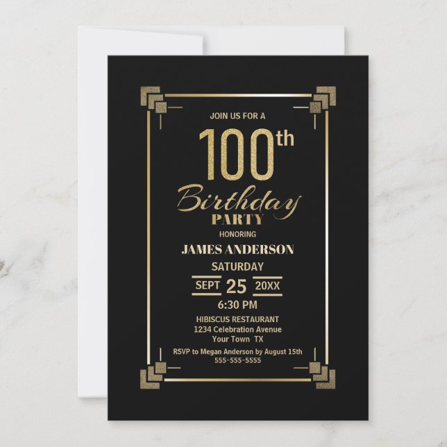 Invitación 100.º Fiesta de oro y negro (Anverso)