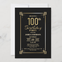 Invitación 100.º Fiesta de oro y negro