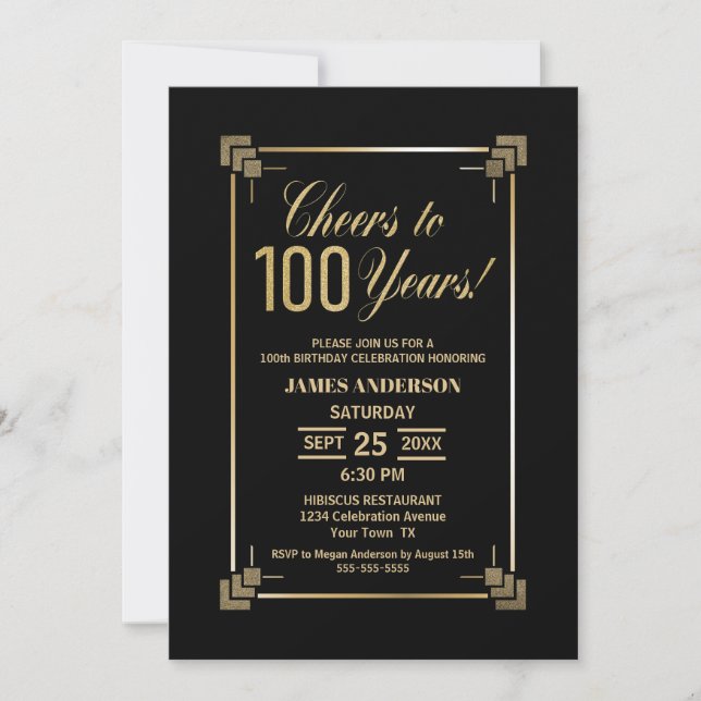 Invitación 100.º Fiesta de oro y negro (Anverso)