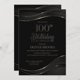 Invitación 100.º Fiesta Gris Negro