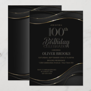 Invitación 100.º Fiesta Gris Negro