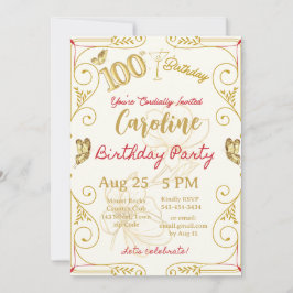 Invitación 100.º hito de cumpleaños elegante