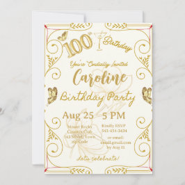 Invitación 100.º hito de cumpleaños elegante