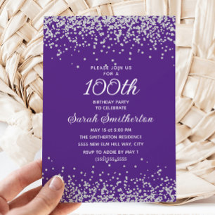 Invitación 100 Aniversario de la Purpurina de Plata Púrpura