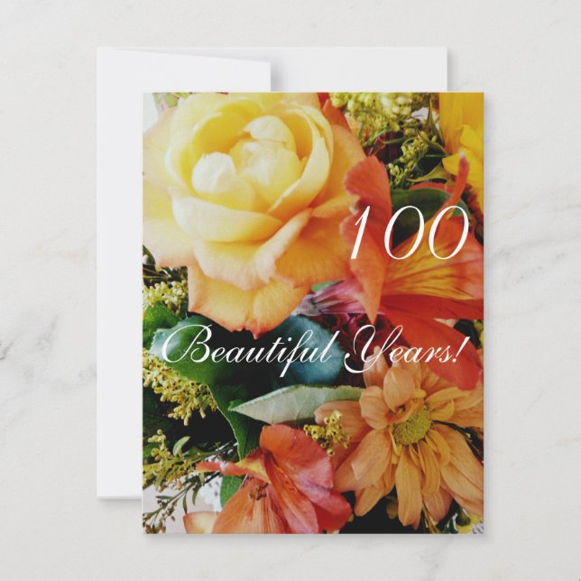 Invitación ¡100 años hermosos! - Cumpleaños/ramo del rosa (Anverso)