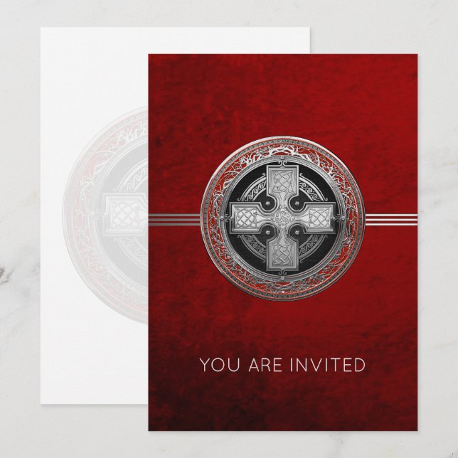 Invitación [100] Antiguo cruz de nudo de plata sagrada celta (Anverso / Reverso)