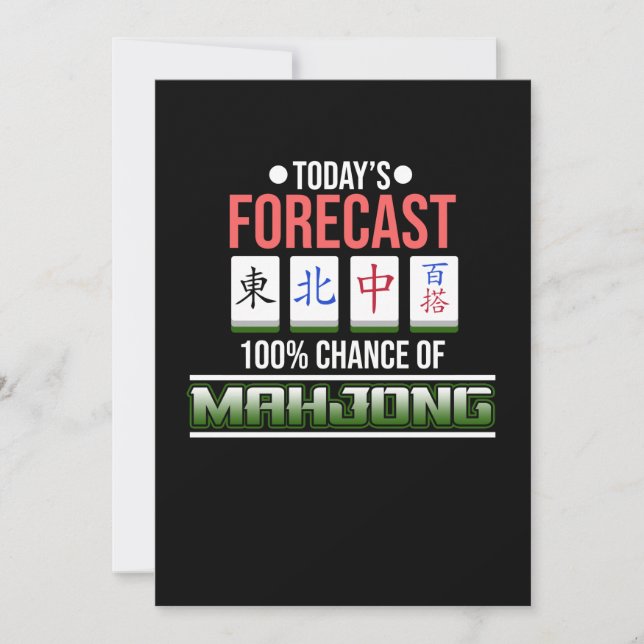 Invitación 100% Chance Of Mahjong Game Mahjong Player Games (Anverso)