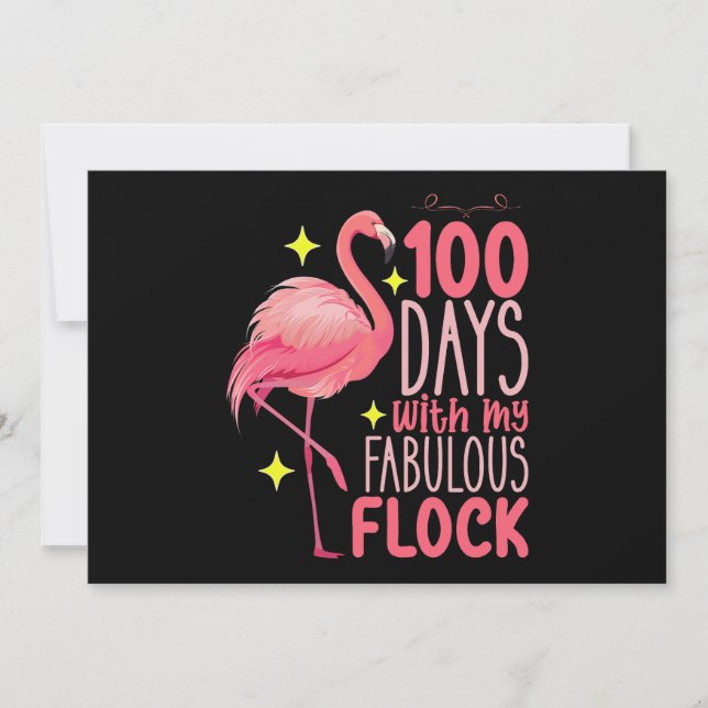 Invitación 100 Días Con Mi Fabulosa Escuela Flamingo (Anverso)
