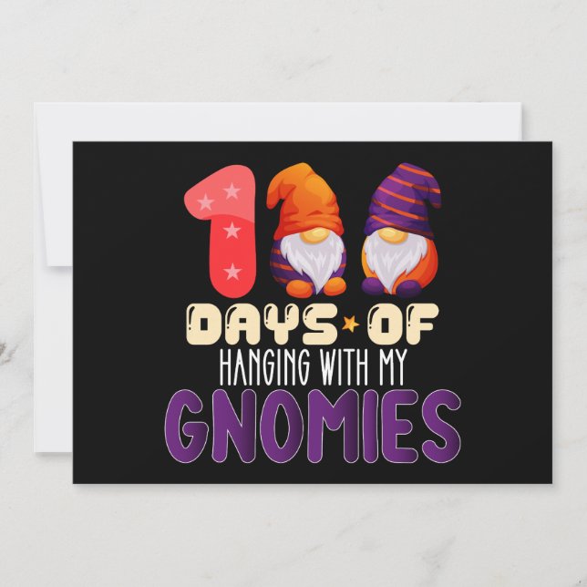 Invitación 100 Días De Colgar Con Mi Escuela De Gnomies (Anverso)