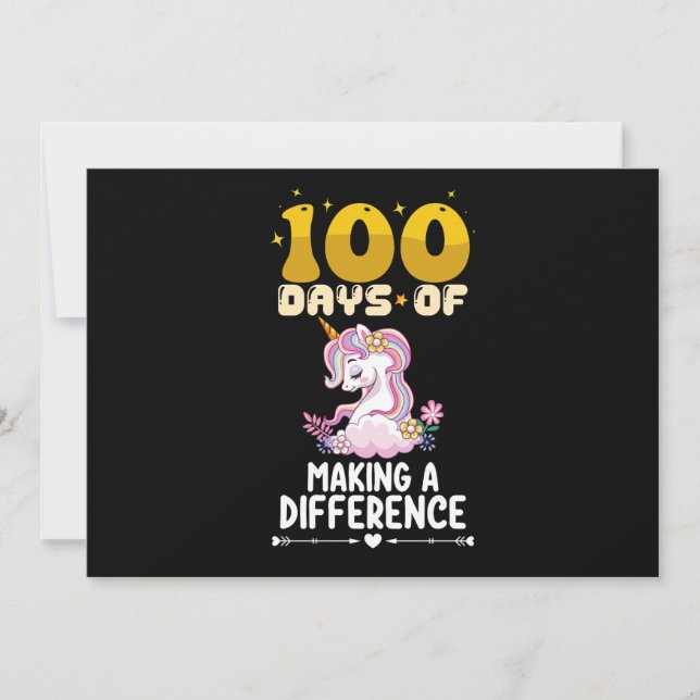 Invitación 100 Días De Diferencia En La Escuela Unicornio (Anverso)