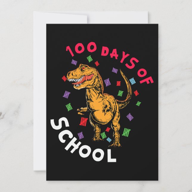 Invitación 100 días de dinosaurio de docente (Anverso)