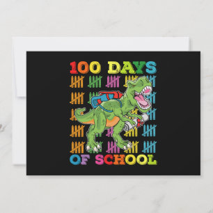 Invitación 100 Días De Escuela Para Estudiante De Dinosaurio