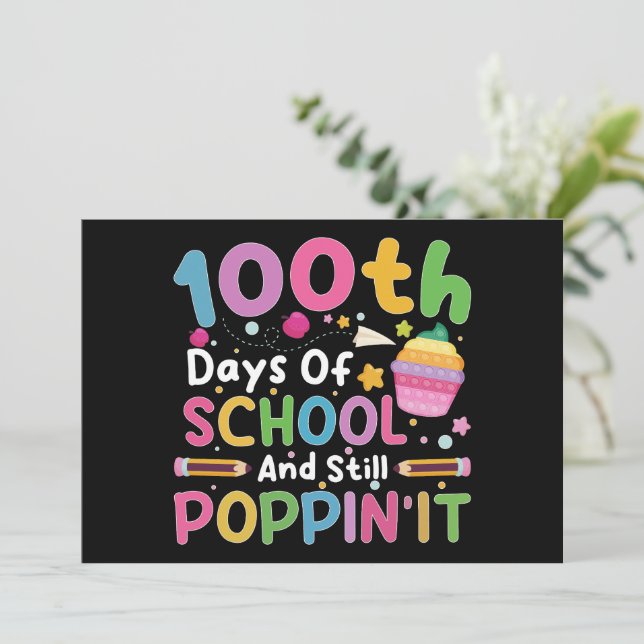 Invitación 100 Días De Escuela Y Aún Chica De Poppin (Anverso de pie)