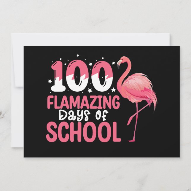 Invitación 100 días de flamación en la escuela de Flamingo (Anverso)