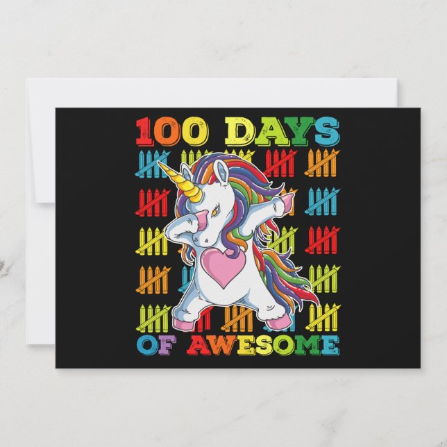 Invitación 100 días de impresionante Unicornio (Anverso)