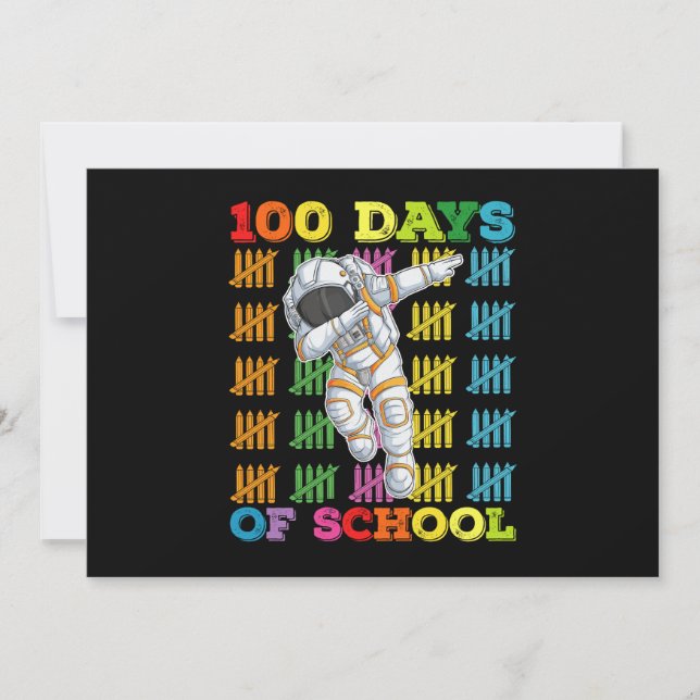 Invitación 100 Días De Maestra Astronauta Escolar (Anverso)