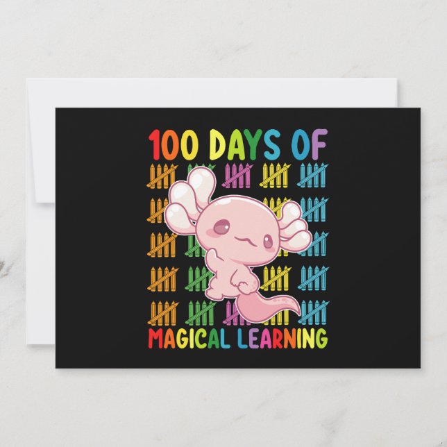 Invitación 100 Días De Magical Learning Axolotl School (Anverso)