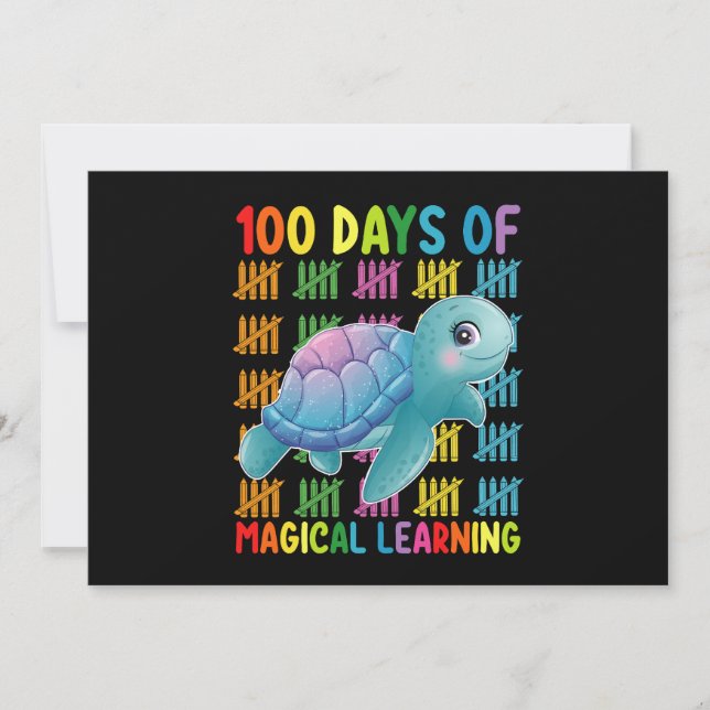 Invitación 100 Días De Magical Learning Turtle School (Anverso)