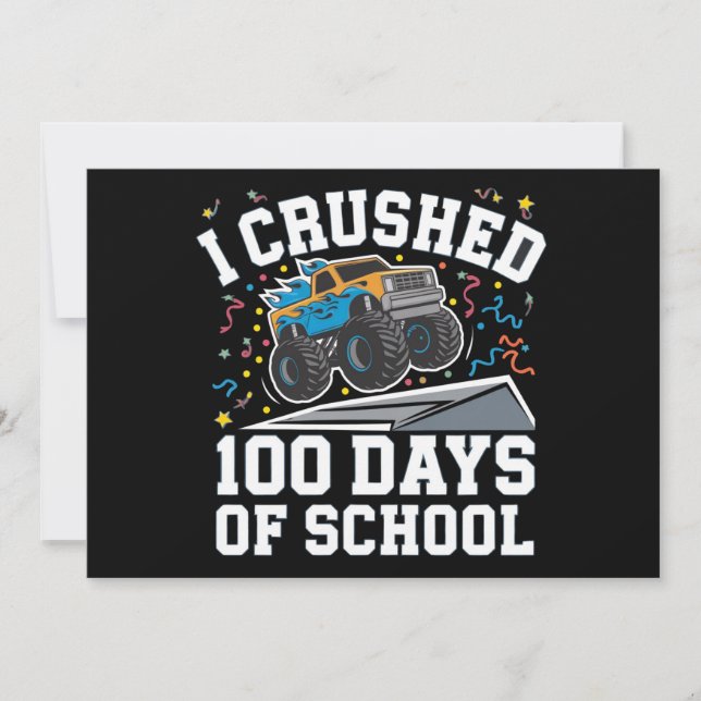 Invitación 100 días de monstruo escolar 100 días de escuela (Anverso)