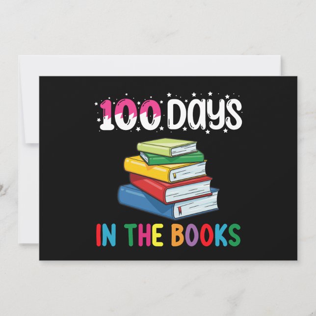 Invitación 100 Días En La Escuela De Libros Leyendo Bibliotec (Anverso)