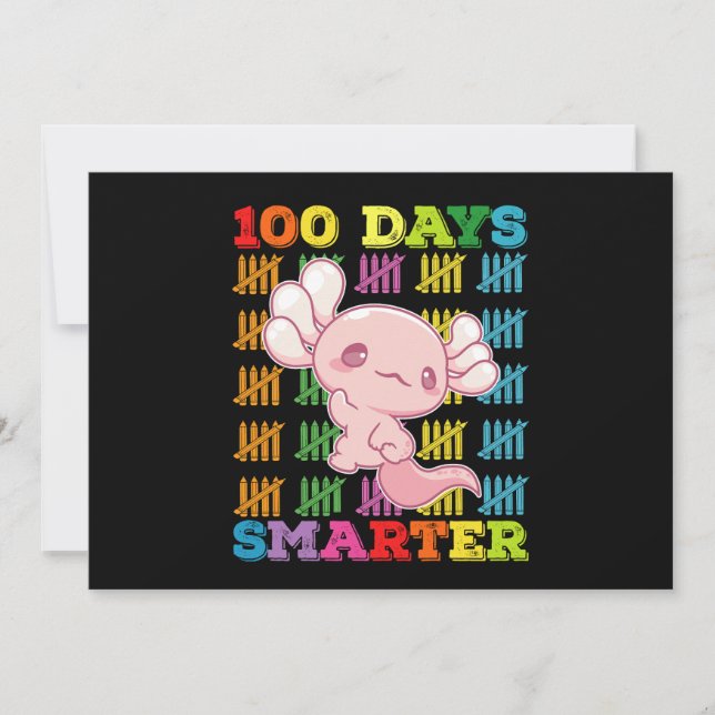 Invitación 100 días más inteligentes Axolotl 100 días de clas (Anverso)