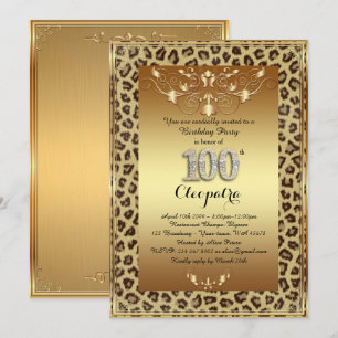 Invitación 100, fiesta de cumpleaños 100, oro del chita real+