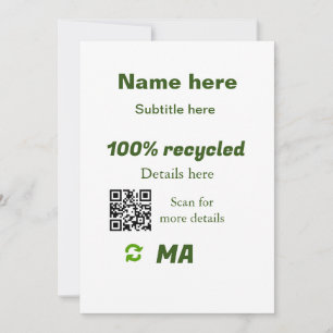 Invitación 100% reciclado añadir código Q R aquí nombre de ne