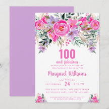 100 y fabuloso púrpura rosa 100 cumpleaños