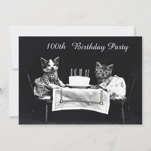 Invitación 100a fiesta de cumpleaños de los gatitos lindos (Anverso)