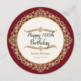 Invitación 100o Celebración del fiesta del feliz cumpleaños