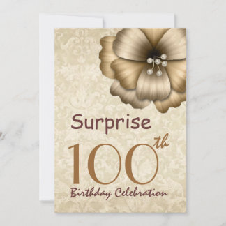 Invitación 100o Flor del oro de la fiesta de cumpleaños de la