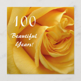 Invitación 100o Rosa amarillo Celebración-Profundo del