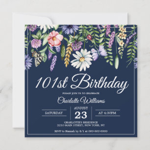 Invitación 101 años de elegancia de la marina de flores silve
