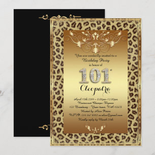 Invitación 101o, fiesta de cumpleaños 101a, oro real del