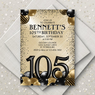 Invitación 105.º cumpleaños de oro negro