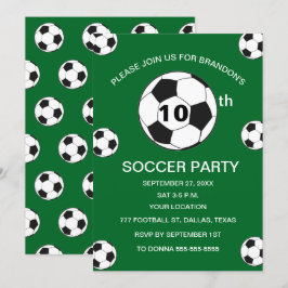 Invitación 10.ª fiesta de cumpleaños Futbol Green Boys Sports