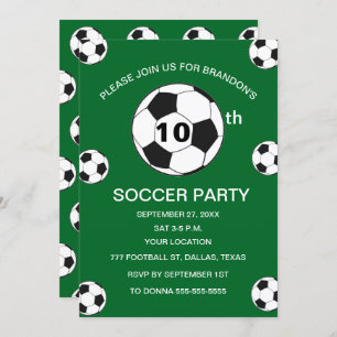 Invitación 10.ª fiesta de cumpleaños Futbol Green Boys Sports