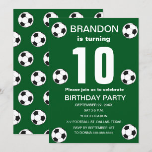 Invitación 10.ª fiesta de cumpleaños Futbol Green Boys Sports