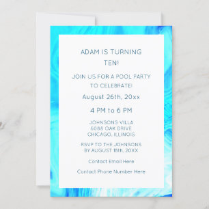Invitación 10.º aniversario Azul Resumen Personalizado Artsy