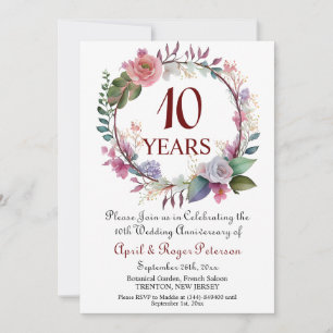 Invitación 10.º Aniversario Boda