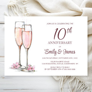 Invitación 10.º Aniversario Boda Champagne