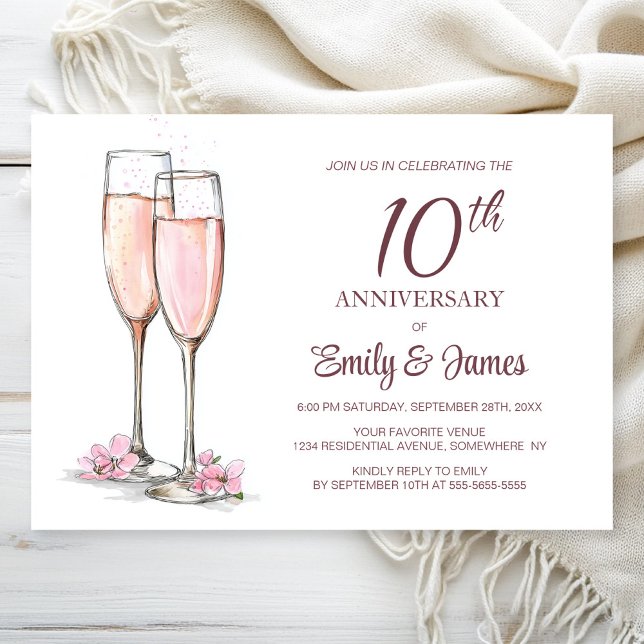 Invitación 10.º Aniversario Boda Champagne (Subido por el creador)