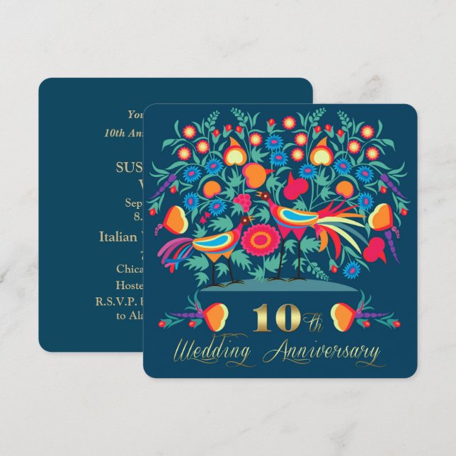 Invitación 10.º Aniversario Boda del Arte Popular (Anverso / Reverso)