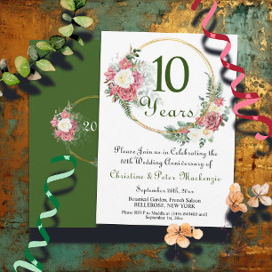 Invitación 10.º Aniversario de los Rosas del Boda de Trinidad