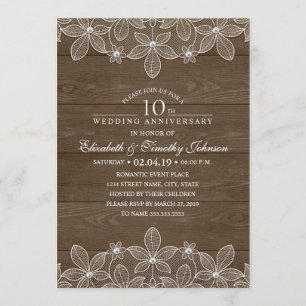 Invitación 10.º Boda Aniversario de la Rústica Madera