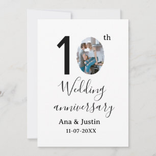 Invitación 10.º boda de aniversario foto letra en negrita