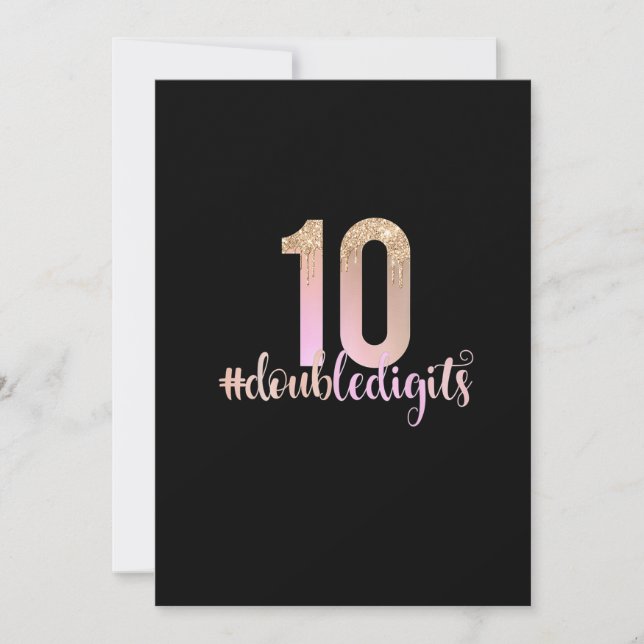 Invitación 10.º cumpleaños Chicas de dígitos dobles Peach Omb (Anverso)