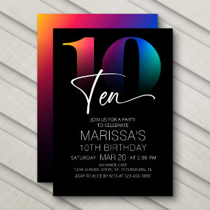 Invitación 10.º cumpleaños moderno